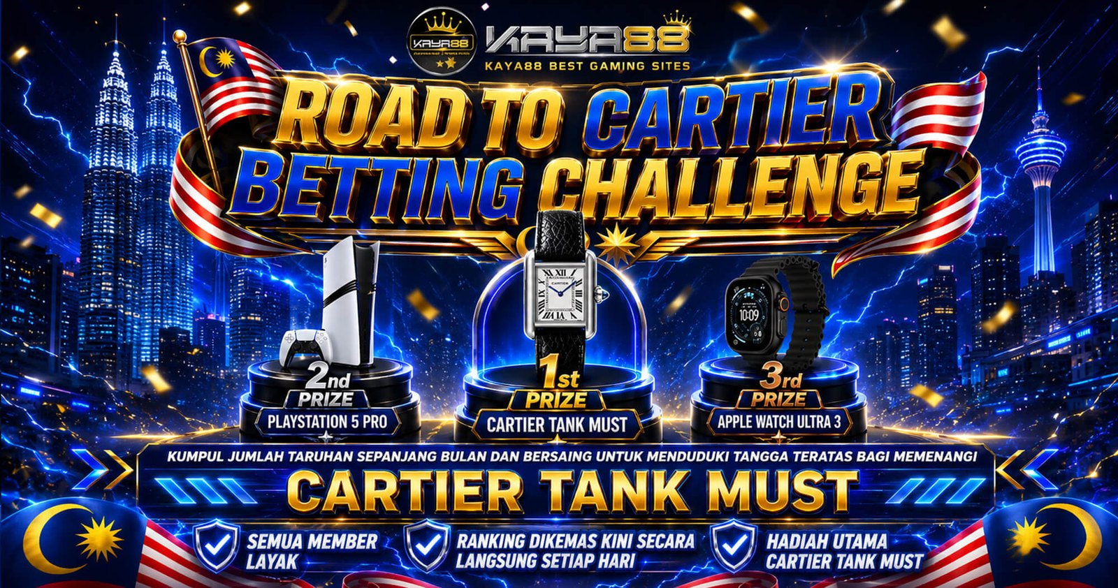 Kaya88 banner showing the Road to Cartier Betting Challenge event for 4d lotto players